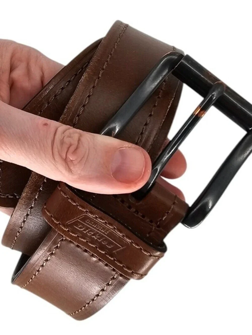 Dickies Mens Sz 40 Classic Brown Leather Belt w/ Black Buckle